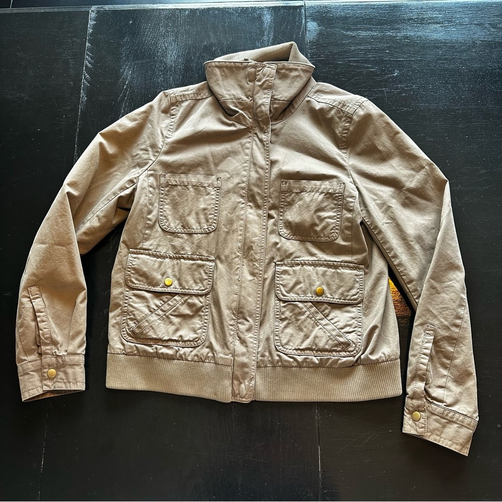 J. Crew Small Brown Khaki Tan Utility Look Pockets Brass Retro Corduroy